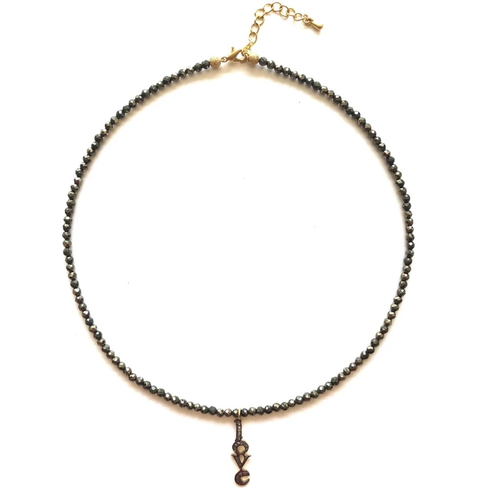 Pave LOVE Charm Necklace